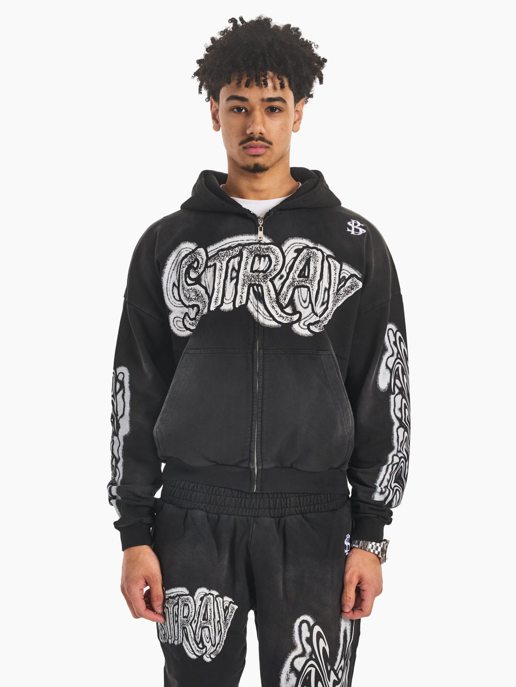 Jet black stray zip hoodie