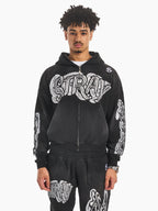 Jet black stray zip hoodie