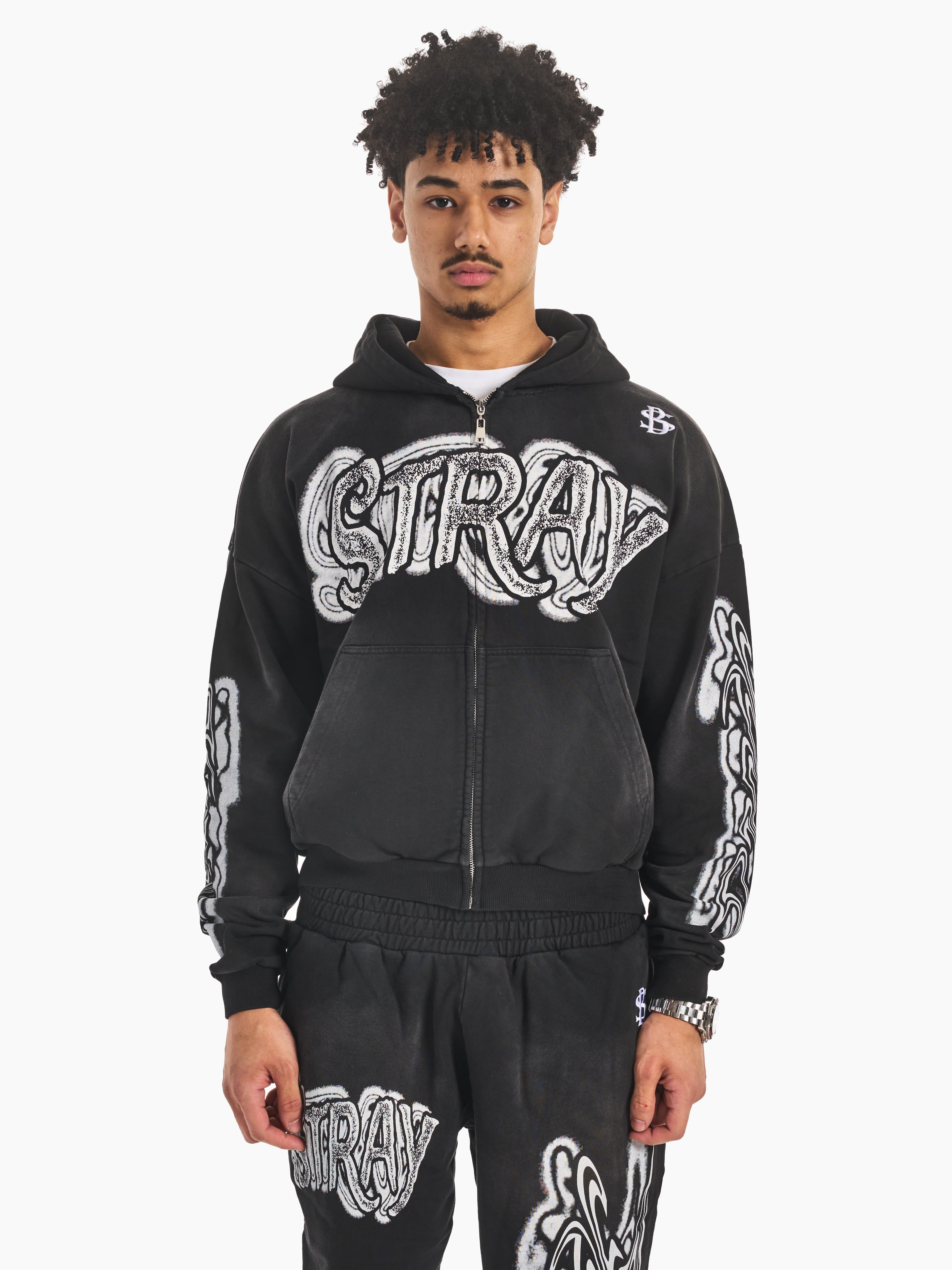 Jet black stray zip hoodie