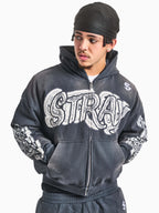 Smoke grey stray zip hoodie
