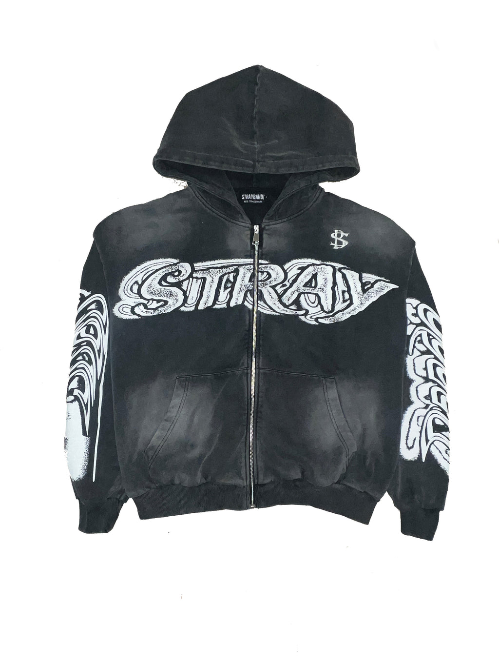Jet black stray zip up hoodie