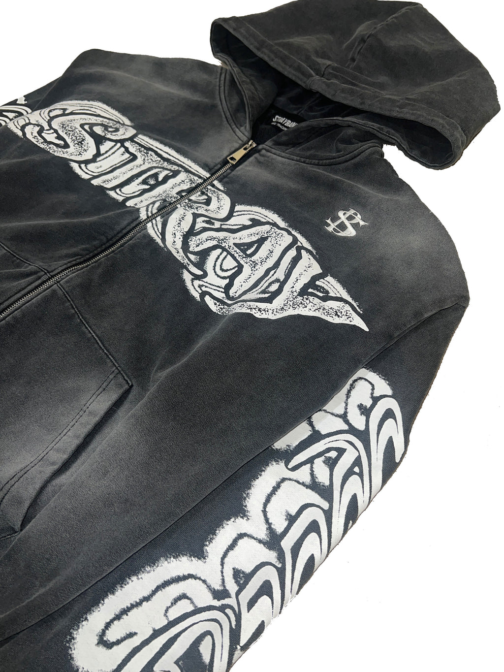 Jet black stray zip up hoodie