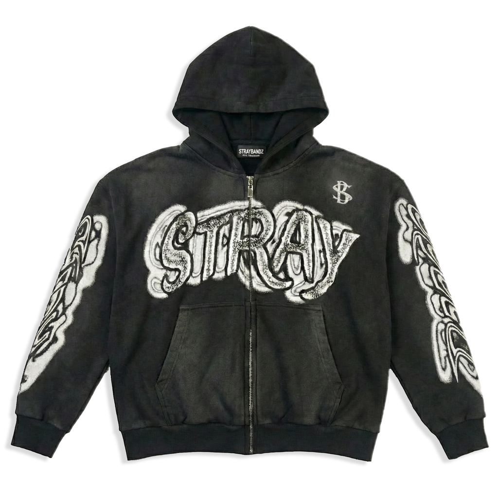 Jet black stray zip hoodie
