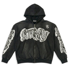 Jet black stray zip hoodie