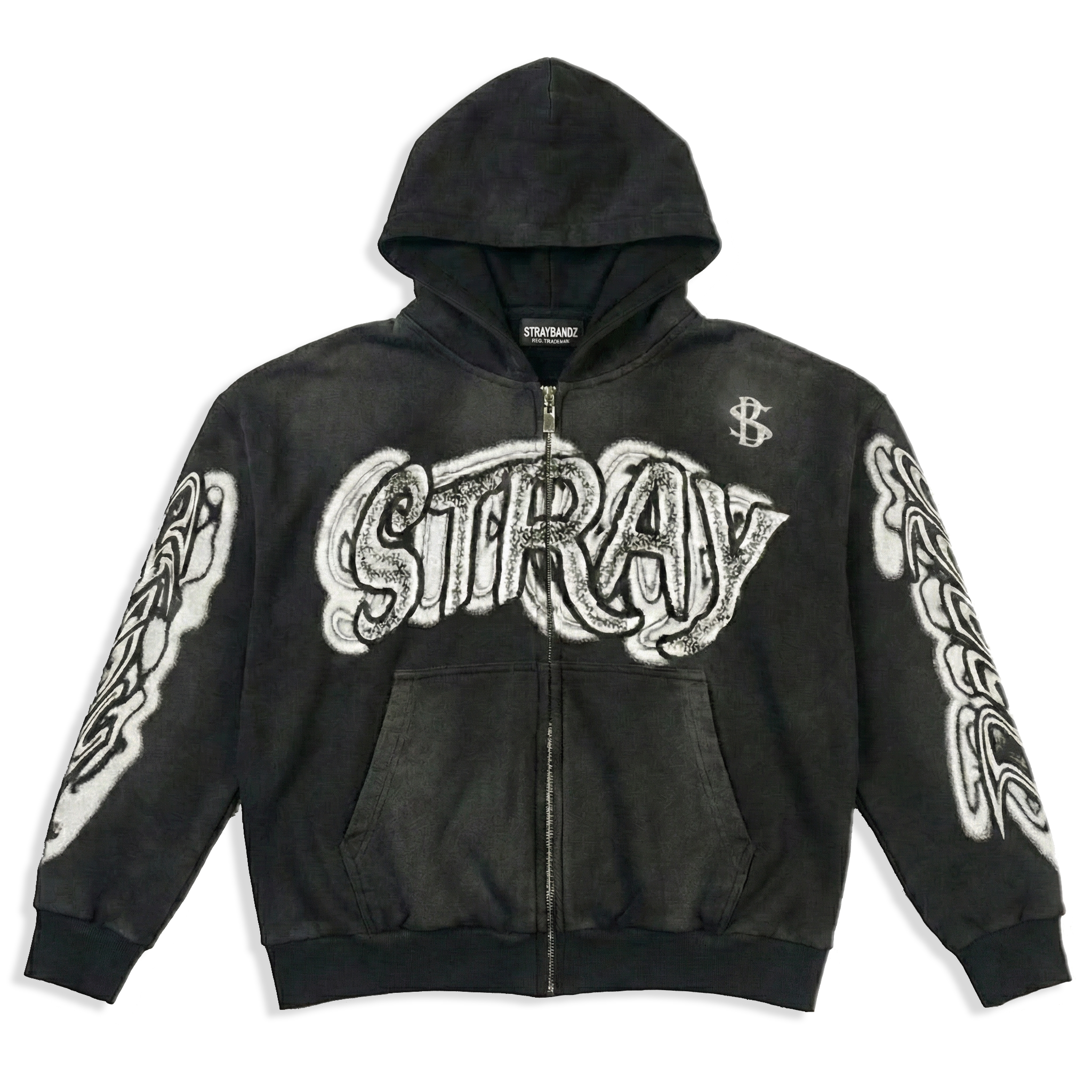 Jet black stray zip hoodie