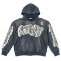 Smoke grey stray zip hoodie