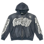 Smoke grey stray zip hoodie