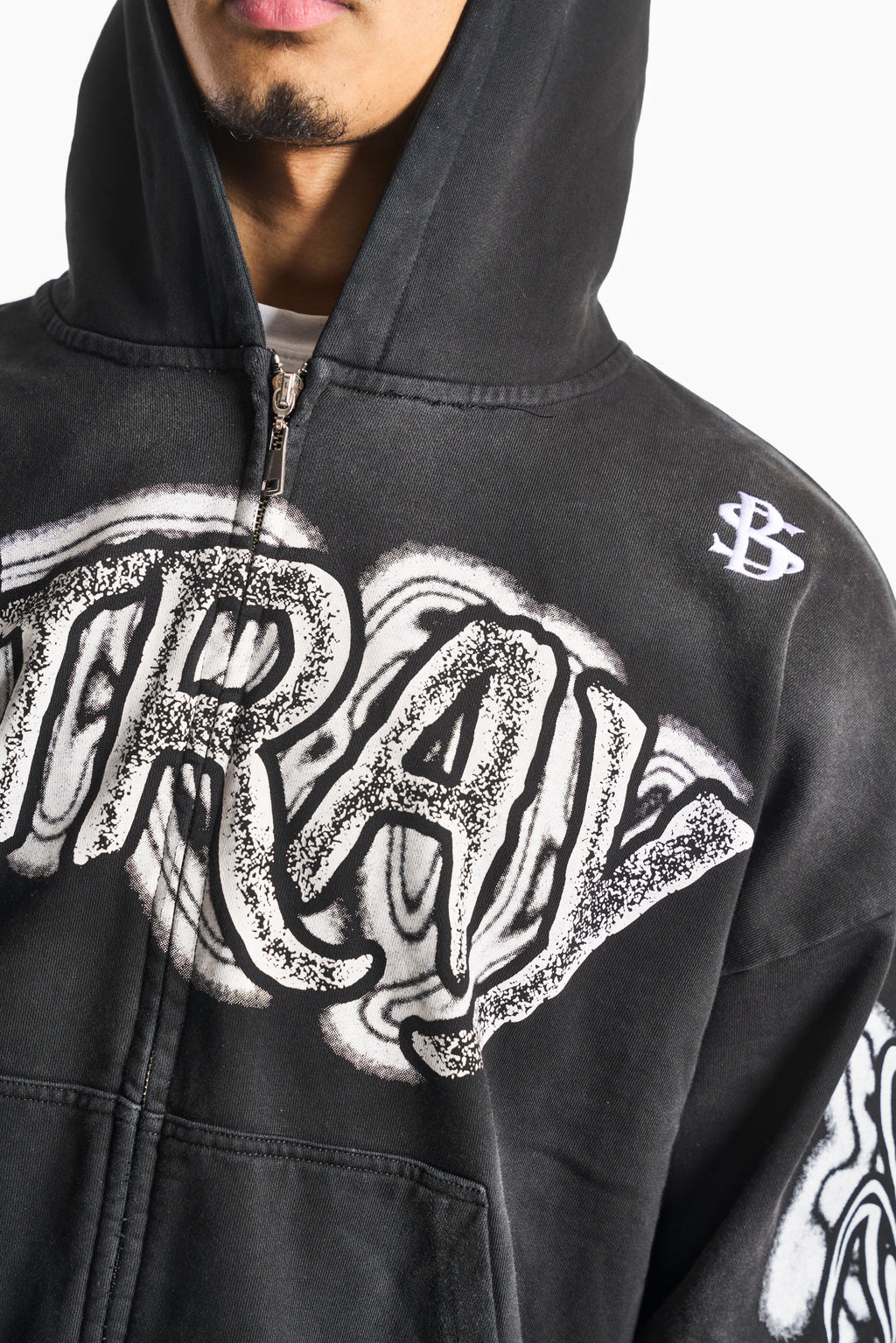 Jet black stray zip hoodie