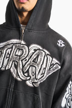 Jet black stray zip hoodie